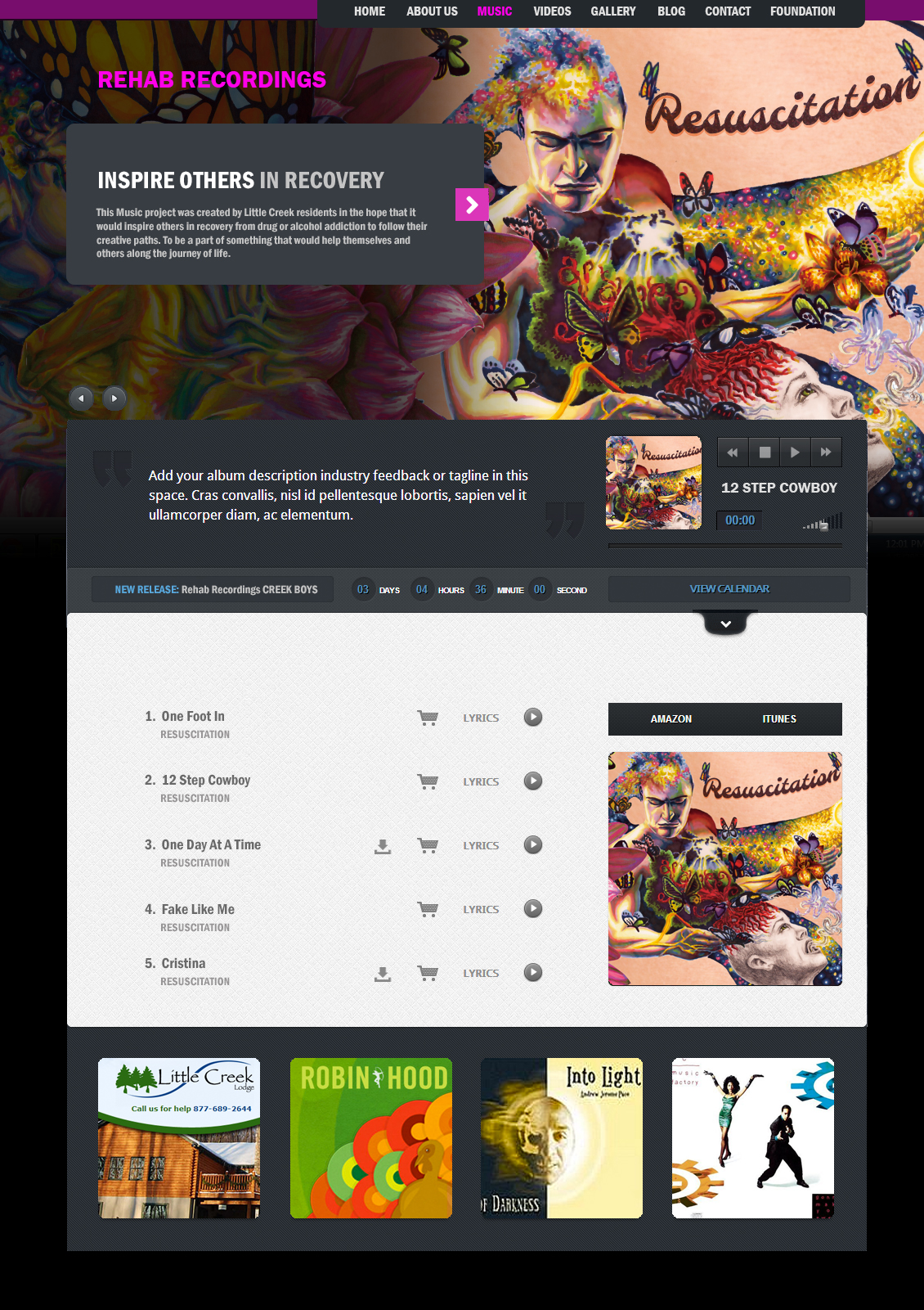 Rehab Recordings — Multimedia Website Design